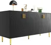 Credenza Sweiko nera (152 x 40 x 75 cm) con design a onda Anteprima dell’immagine prodotto 9