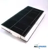 A black carbon filter with white foam edges on a white background. Produktbild-Vorschau