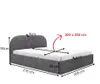 GUTTO Letto imbottito MOON grigio 200x200 con rete a doghe Anteprima dell’immagine prodotto 4