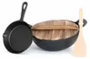 Gusseisen Wok 5 L mit Holzdeckel, Pfanne 18,5 cm & Produktbild-Vorschau 5
