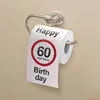 A roll of toilet paper with a birthday message printed on it, mounted on a toilet paper holder. Anteprima dell’immagine prodotto