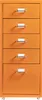 A front view of an orange metal filing cabinet with five drawers. Voir les images du produit
