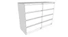A wireframe rendering of a dresser with eight drawers. Produktbild-Vorschau