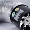 Close-up view of a ventilation fan with a flexible aluminum duct. Náhled obrázku produktu