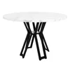 A round dining table with a marble-effect top and black metal legs, presented against a white background. Produktbild-Vorschau