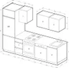 A diagram of a kitchen unit layout with dimensions indicated. Anteprima dell’immagine prodotto