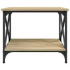 A front view of a wooden and metal side table against a white background. Podgląd zdjęcia produktu