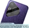 Close-up of a purple phone case with water droplet texture, featuring a camera lens. Produktbild-Vorschau