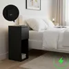 Nachttisch Beistelltisch schmal - Schwarz matt - mit USB Produktbild-Vorschau 6
