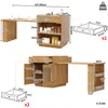 Îlot de cuisine Flieks avec table coulissante, armoire de Voir les images du produit 5