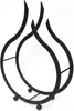 A black metal firewood rack with a flame-like design, shown against a white background. Produktbild-Vorschau