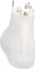 A white high-top sneaker shown from the back. Voir les images du produit