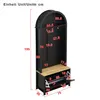 A diagram of a black multifunctional wardrobe with dimensions indicated by red lines and numbers. Produktbild-Vorschau
