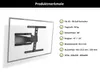 A TV wall mount is shown attached to a flat-screen television, which is mounted on a wall. To the right of the television, a list of product features is displayed with checkmarks. Produktbild-Vorschau