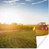 MuchoWow® Poster Traktor - Gras - Sonnenuntergang 100x100 Produktbild-Vorschau 1