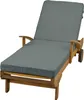 A wooden chaise lounge with a gray cushion, shown on a white background. Produktbild-Vorschau