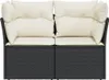 vidaXL Gartensofa mit Kissen 2-Sitzer Schwarz Poly Rattan Produktbild-Vorschau 4