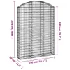 vidaXL Gabione mit Hochbogen 150x30x200/220 cm Verzinktes Produktbild-Vorschau 5