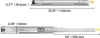 Two views of a drawer slide, one extended and one retracted, with dimensions indicated. Anteprima dell’immagine prodotto
