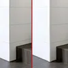 A comparison image showing a corner with white tile walls and a dark wood base, with the right side appearing to have a finished corner. Náhled obrázku produktu