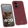 A smartphone with a burgundy case is shown next to a separate burgundy phone case. Produktbild-Vorschau