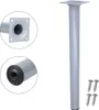 A single furniture leg with screws, shown with close-up details of its mounting plate and threaded end. Produktbild-Vorschau