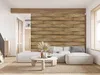 A modern living room with a sectional sofa and a wooden accent wall. Anteprima dell’immagine prodotto