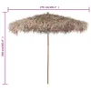 A straw umbrella with a bamboo pole, shown against a white background with size dimensions indicated. Produktbild-Vorschau