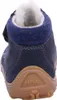 The back view of a child's blue boot with a brown sole. Produktbild-Vorschau
