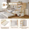 A collage of images showcasing a bunk bed with various features, including storage and a pull-out bed. Náhľad obrázku produktu