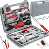 A bicycle tool kit laid out in its case, with some tools outside the case. Produktbild-Vorschau