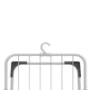 A close-up view of the top section of a white clothes drying rack, showing a hook for hanging. Produktbild-Vorschau