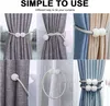 Collage showing different ways to use magnetic curtain tie-backs. Produktbild-Vorschau