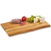 A wooden cutting board with salami, cheese, grapes, and a tomato. Produktbild-Vorschau