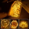 A collage of images showing LED string lights in various shapes and a hand holding a bottle filled with lights. Produktbild-Vorschau
