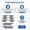 Marketing image highlighting the quality and material of dishwasher basket clips. Produktbild-Vorschau