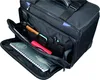 A close-up view of the interior compartments of an open black business notebook trolley. Produktbild-Vorschau