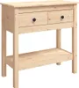 A light-colored wooden console table with two drawers and a lower shelf, presented against a white background. Produktbild-Vorschau