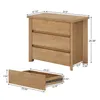 A diagram showing the dimensions of a wooden nightstand and one of its drawers. Produktbild-Vorschau