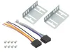 A set of car radio installation accessories, including mounting brackets and wiring harnesses, laid out on a white background. Voir les images du produit