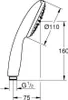 A technical drawing of a shower head with dimensions indicated. Anteprima dell’immagine prodotto
