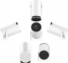 Multiple views of a white cylindrical projector with a black lens and vents, shown from different angles. Produktbild-Vorschau