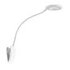 A white LED clip-on lamp with a flexible gooseneck and a ring-shaped light head, shown against a white background. Produktbild-Vorschau