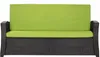 A green cushioned outdoor sofa with a dark woven base. Anteprima dell’immagine prodotto