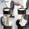 Collage of images showing how to replace a dust bag in an automatic dust collection station. Voir les images du produit