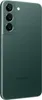 A close-up, angled view of the back of a green Samsung Galaxy S22 smartphone. Voir les images du produit