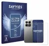 A product shot of a phone screen protector packaging and a phone with its camera module. Produktbild-Vorschau