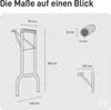 Diagram showing dimensions and details of a metal table frame. Produktbild-Vorschau