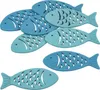 KNORR PRANDELL Dekostreu Maritim Fische 5 cm Holz hellblau Produktbild-Vorschau 1