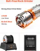 A collage of images showcasing a belt-free rock grinder, its motor, and two views of the device. Anteprima dell’immagine prodotto
